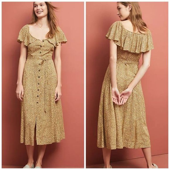 Anthropologie Dresses & Skirts - Anthropologie Bolano Leopard Print Midi 12 NEW Soft Caplet Midi